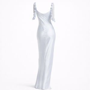 Amara Floral Strap Satin Maxi Dress