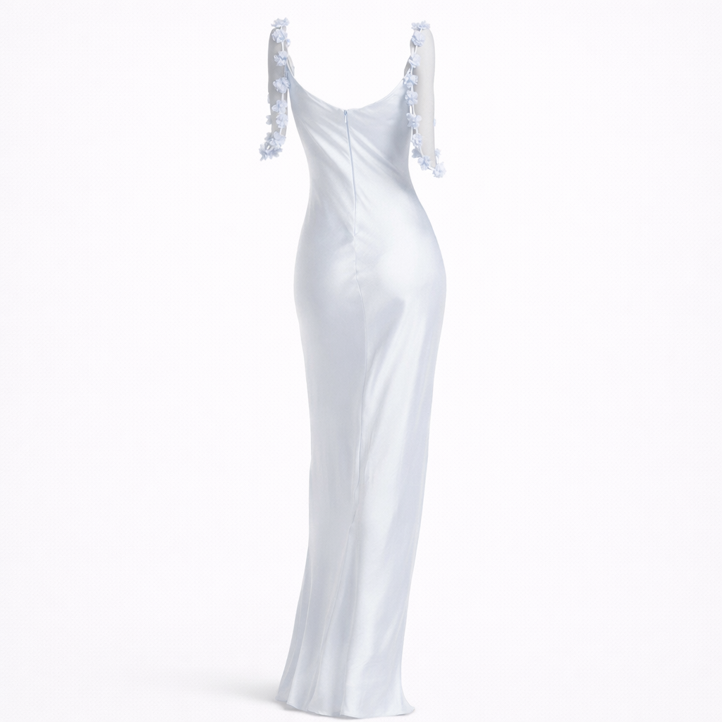 Amara Floral Strap Satin Maxi Dress