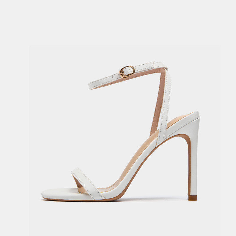 Noir Ankle Strap Heeled Sandals