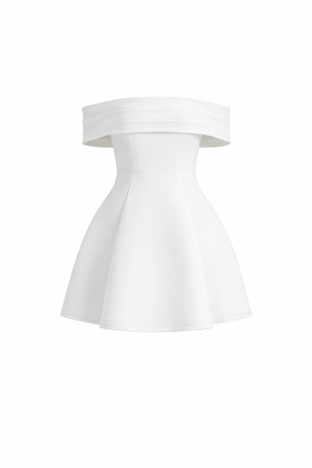 SERENA DRESS — Off-Shoulder Colorblock Mini with Structured Skirt