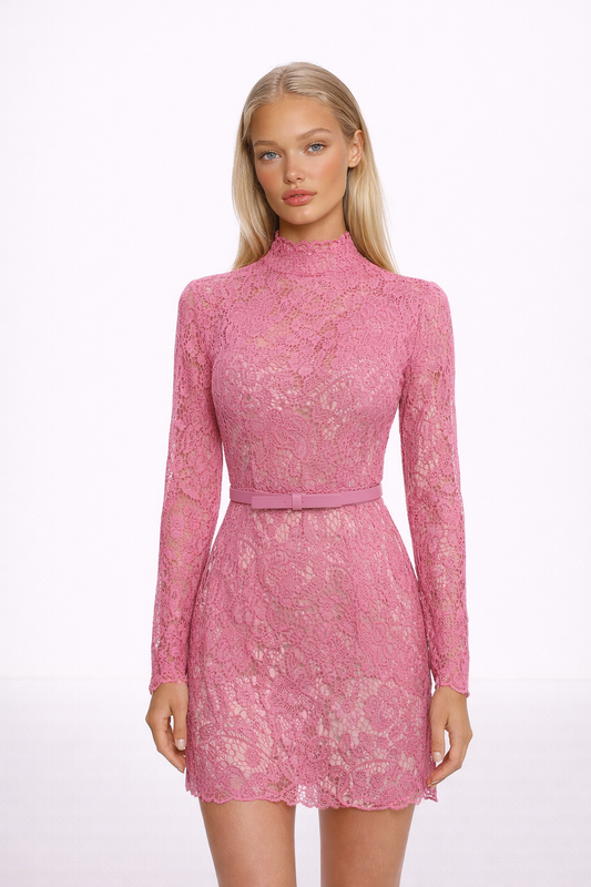Rosalie Lace Belted Mini Dress