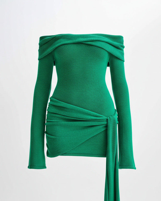 MIRA — Off-Shoulder Knit Mini Dress