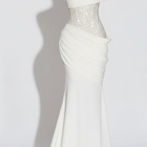 ALBA DRESS — Draped Strapless Maxi