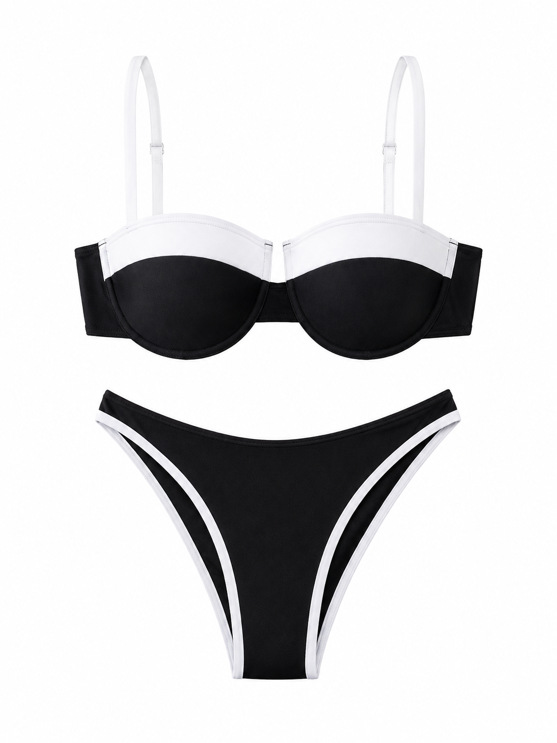 Black & White Underwire Contrast Bikini Set