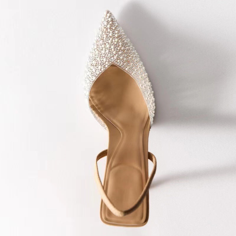 LUMINÈRE SLINGBACK — Pearl and Crystal-Embellished Kitten Heel