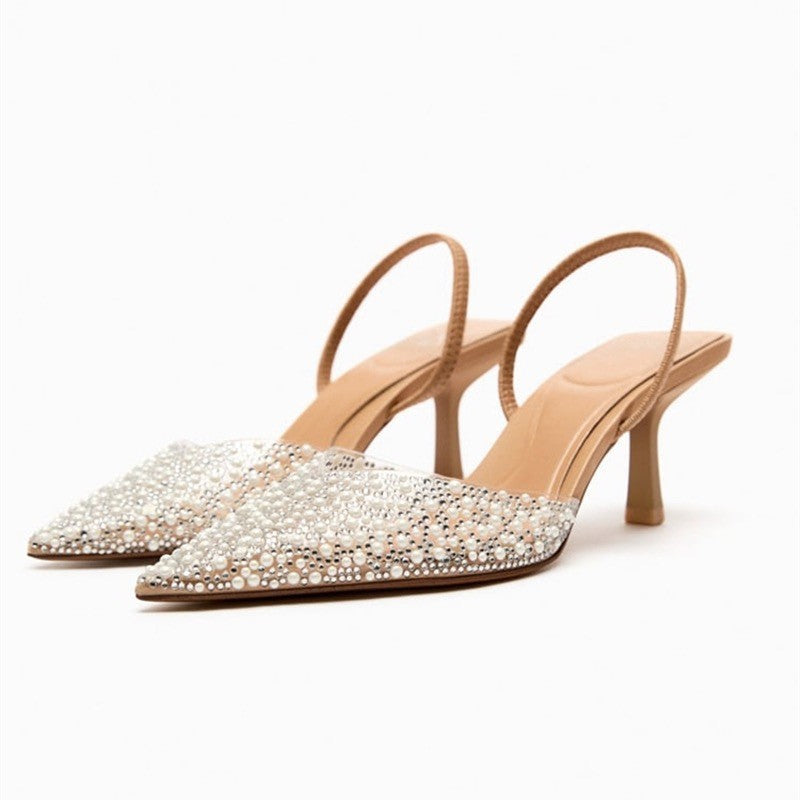 LUMINÈRE SLINGBACK — Pearl and Crystal-Embellished Kitten Heel