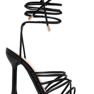 Zafira Strappy Lace-Up Sculptural Heel Sandals