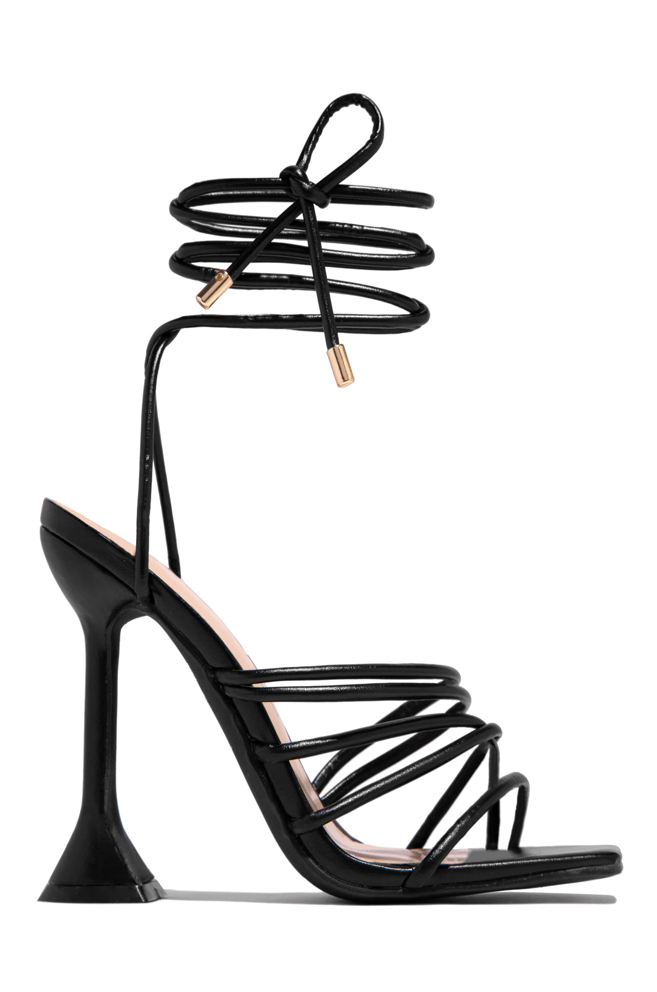 Zafira Strappy Lace-Up Sculptural Heel Sandals