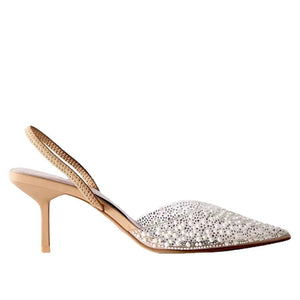 LUMINÈRE SLINGBACK — Pearl and Crystal-Embellished Kitten Heel