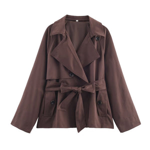 Damen lockerer kurzer Trenchcoat