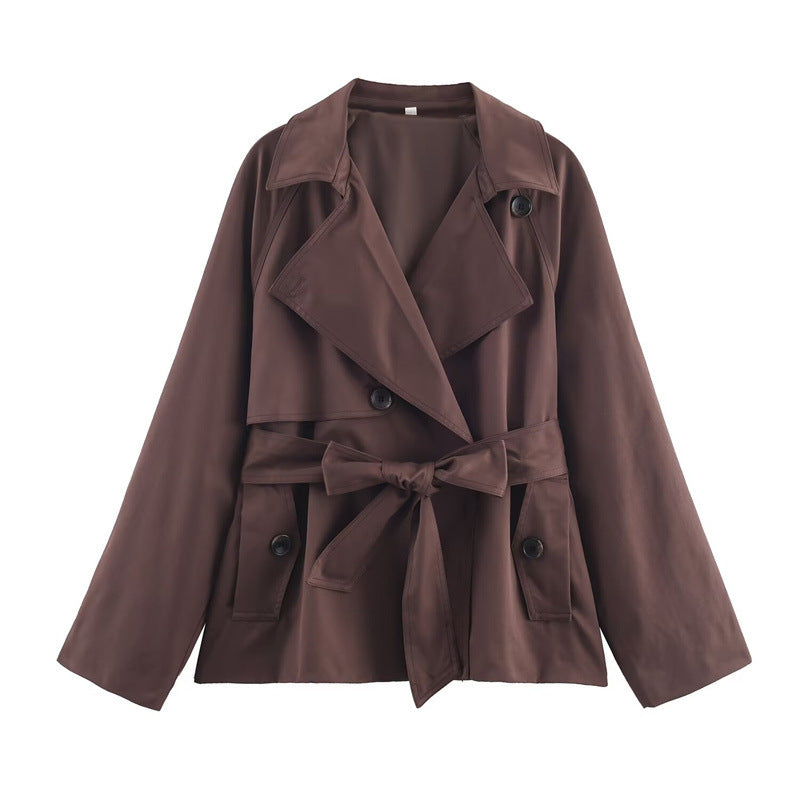 Damen lockerer kurzer Trenchcoat