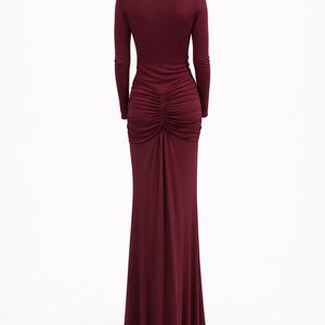 Elara Draped Plunge Maxi Dress