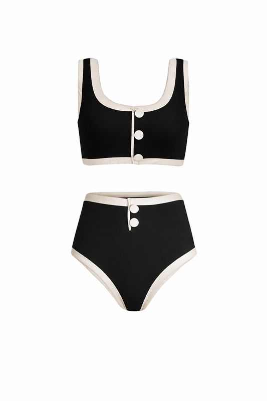THE MONROE SET — Contrast Trim Ribbed Bikini