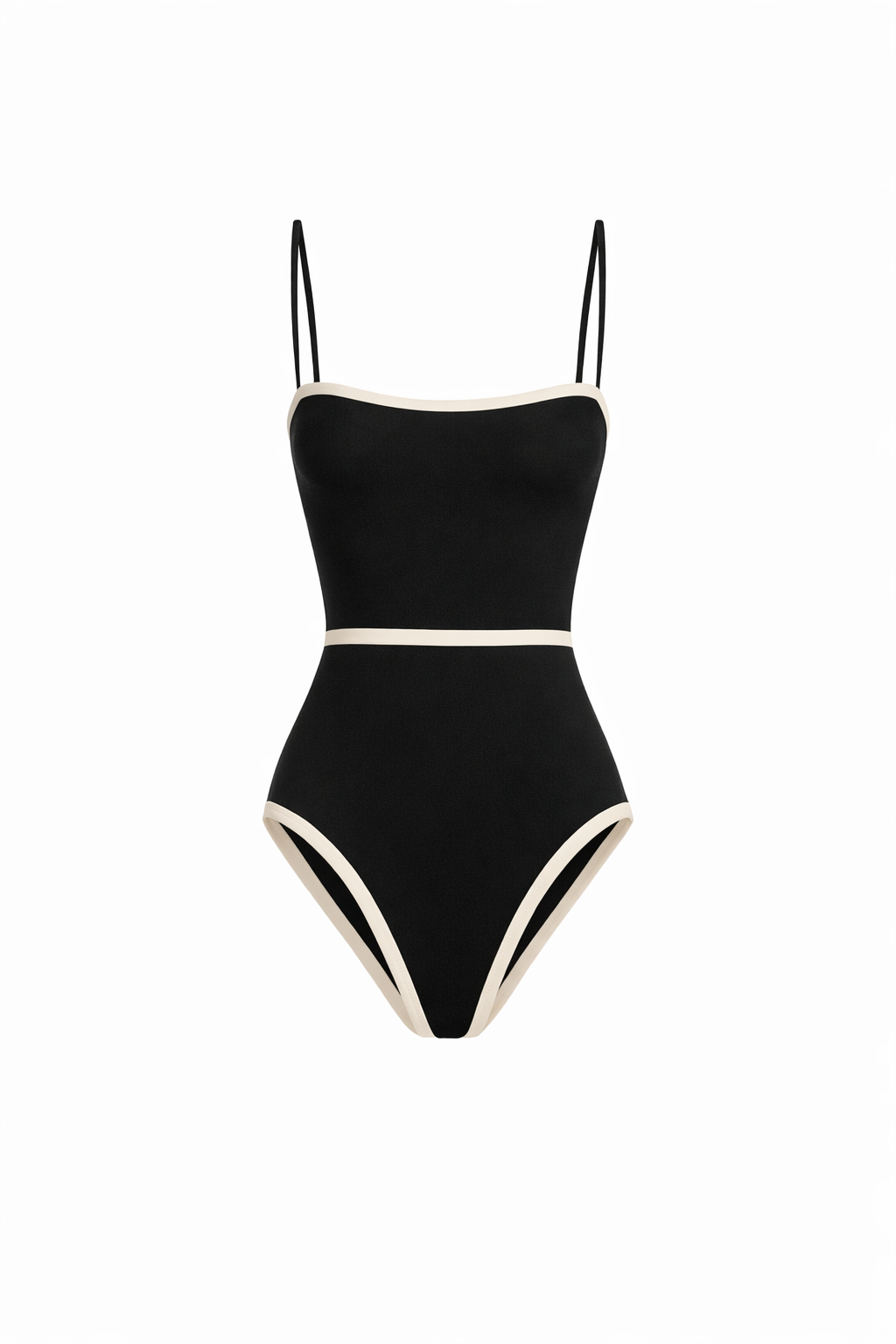 RIA SWIMSUIT — Contrast Trim High-Cut One-Piece