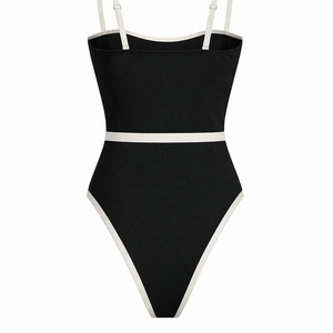 NOIRE SWIMSUIT — Contrast Trim Sculpting One-Piece