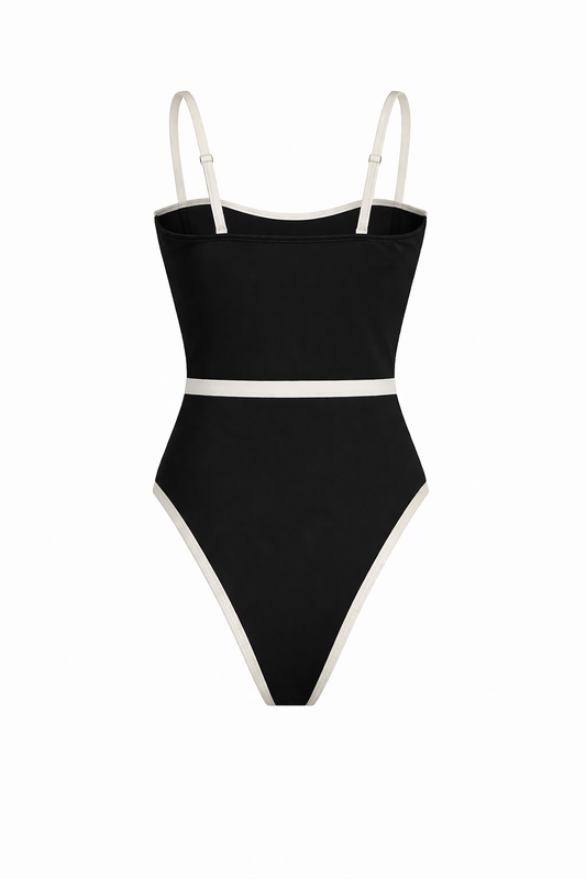 NOIRE SWIMSUIT — Contrast Trim Sculpting One-Piece