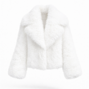 ELODIE COAT — Faux Fur Short Coat with Oversized Collar