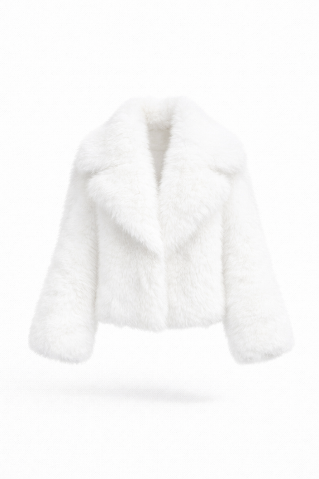 ELODIE COAT — Faux Fur Short Coat with Oversized Collar