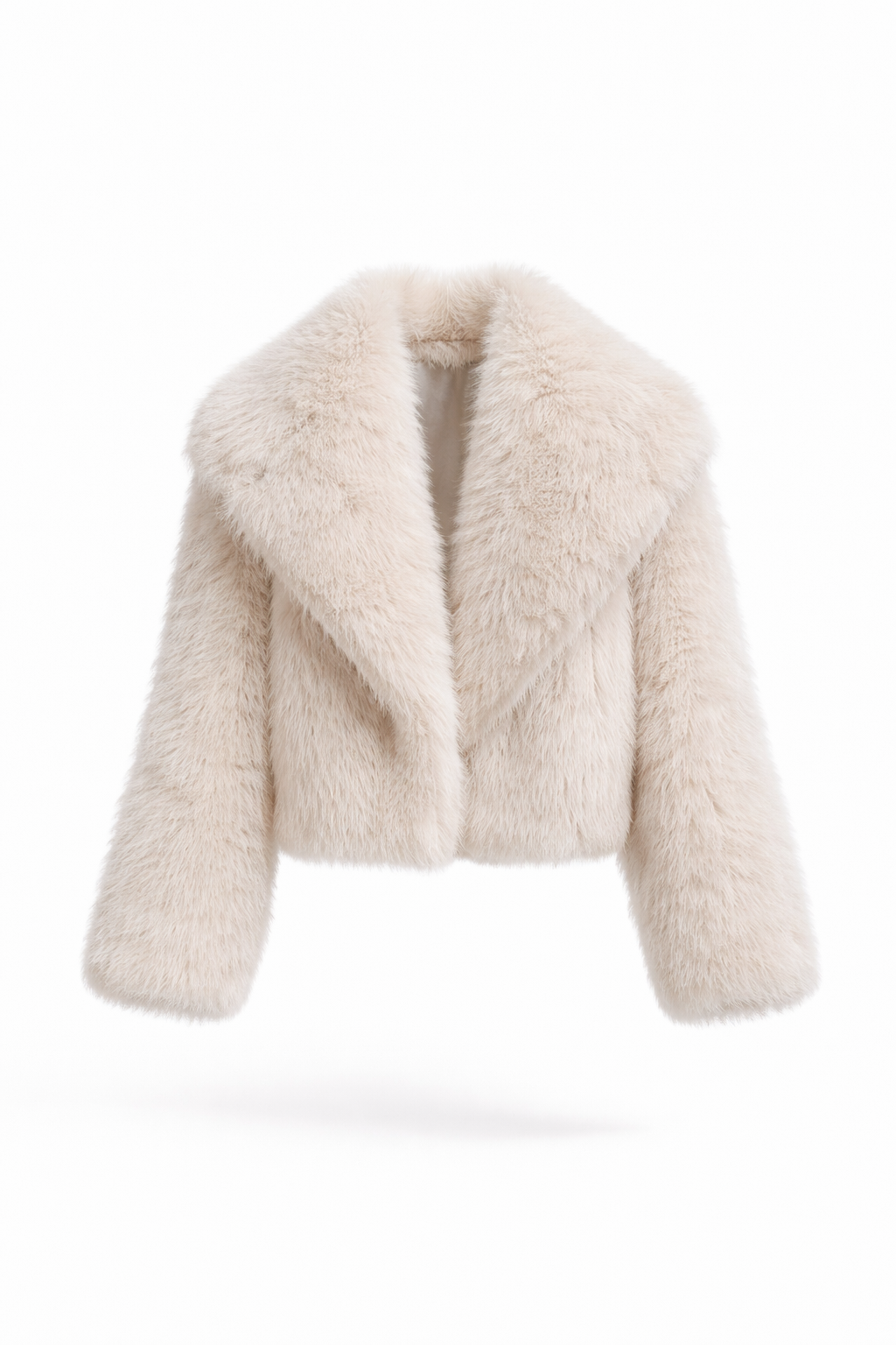 ELODIE COAT — Faux Fur Short Coat with Oversized Collar