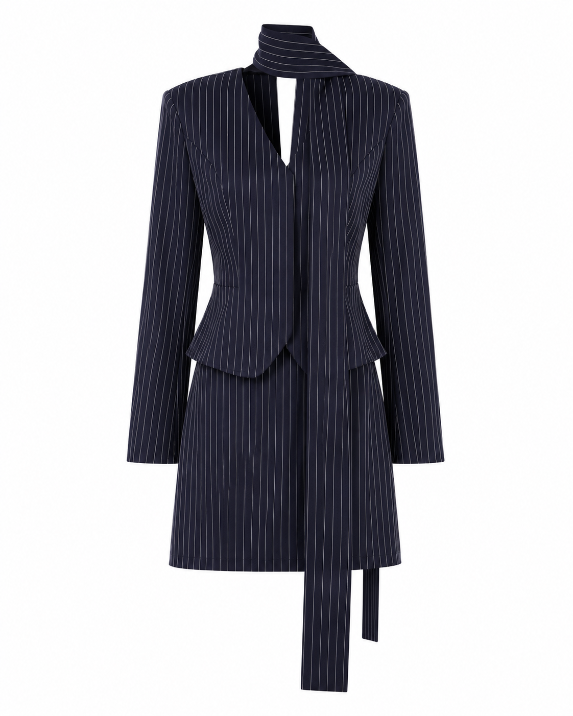 THE SIENNA SET — Pinstripe Tailored Blazer & Mini Skirt