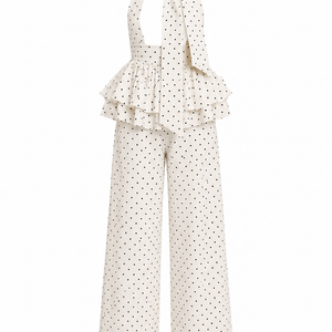 THE LUCIA SET — Polka-Dot Halter Top & Wide-Leg Trousers