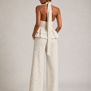 THE LUCIA SET — Polka-Dot Halter Top & Wide-Leg Trousers