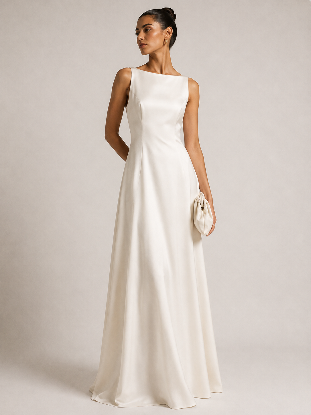 CELIA DRESS — Satin A-Line Maxi
