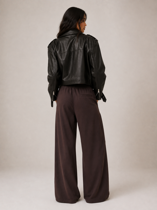 SEVILLE JACKET – Oversized-Leder-Motorradjacke mit Taillengürtel