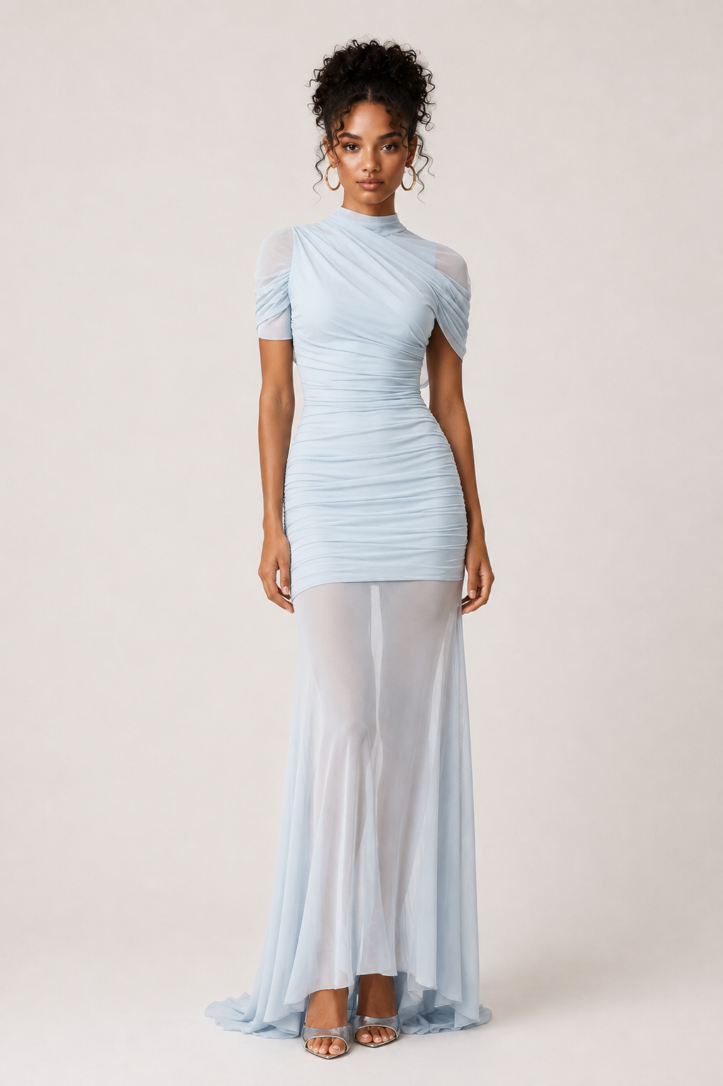 Aura Mesh Drape Maxi Dress