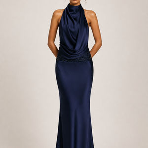 Das Aveline Neckholder-Kleid mit offenem Rücken