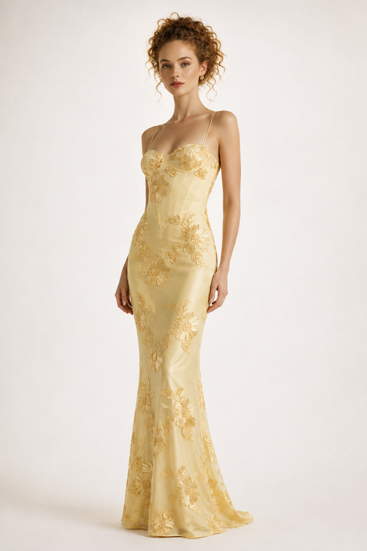 AURELIE MAXI — Floral Embroidered Evening Dress