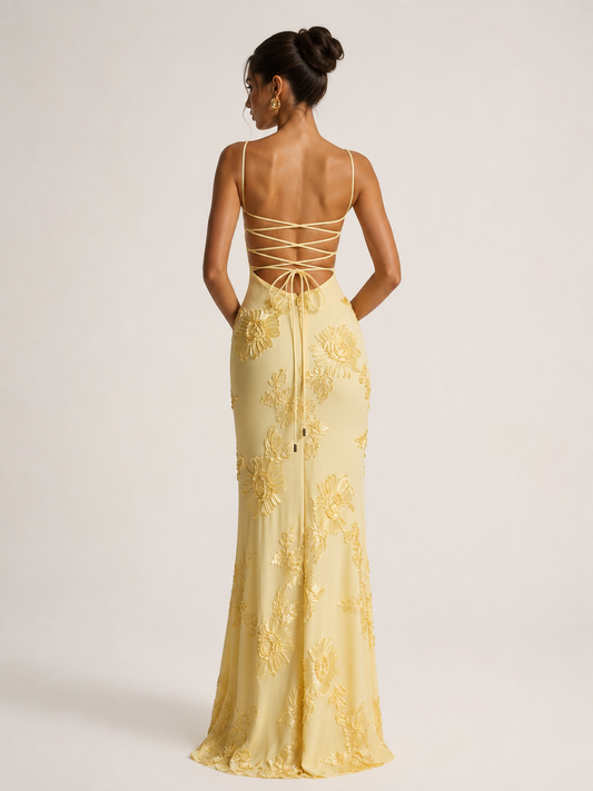 AURELIE MAXI — Floral Embroidered Evening Dress