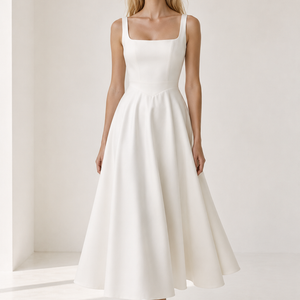 PORTOFINO DRESS — Square-Neck Midi with Full Circle Skirt