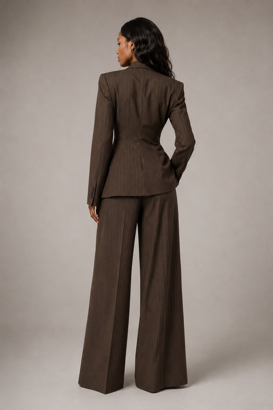 ROSEWOOD SET — Waist-Cinched Pinstripe Suit