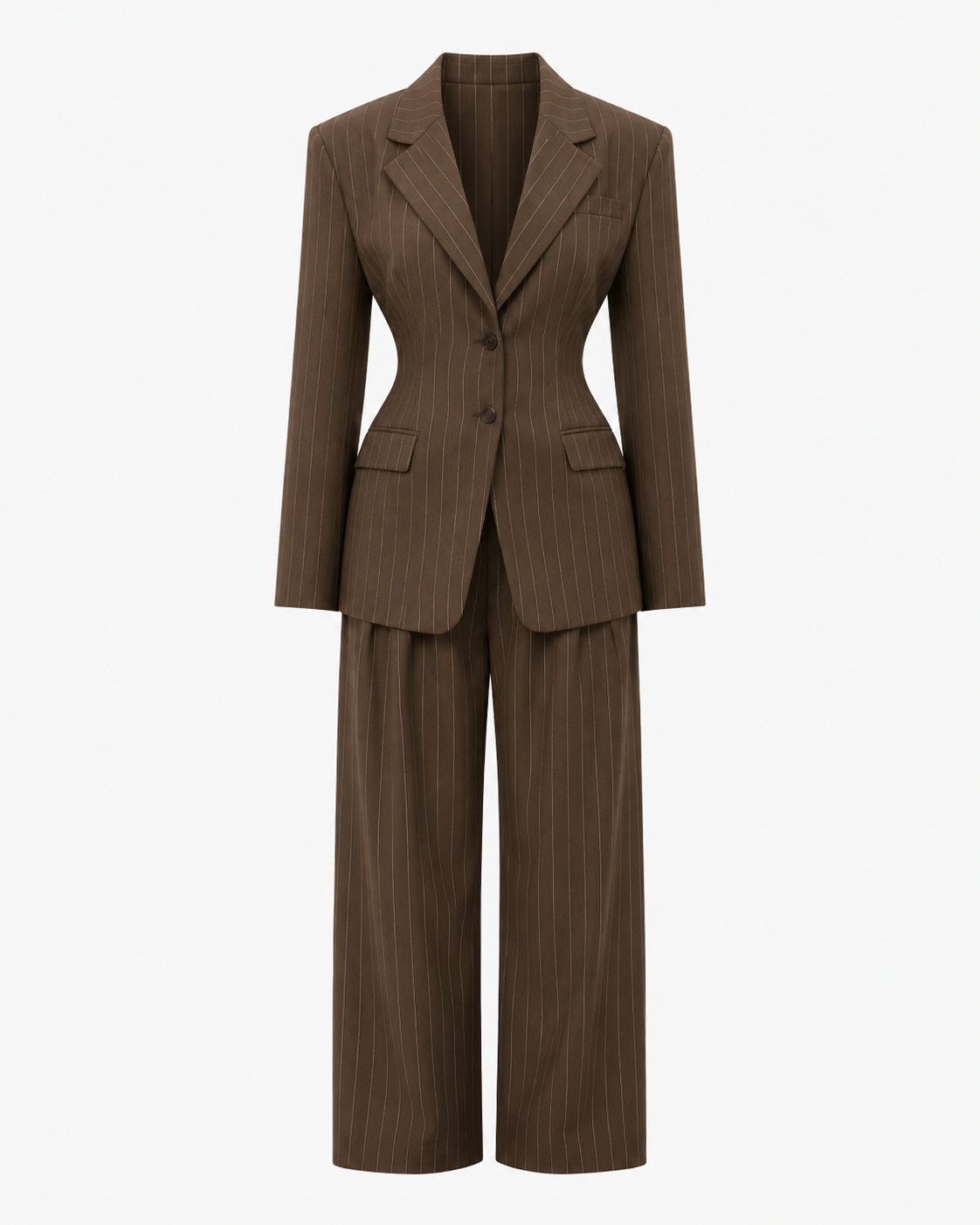 ROSEWOOD SET — Waist-Cinched Pinstripe Suit