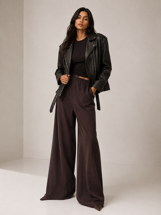 SEVILLE JACKET – Oversized-Leder-Motorradjacke mit Taillengürtel