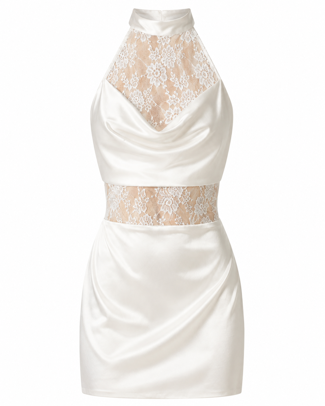 Elara Lace Satin Mini Dress