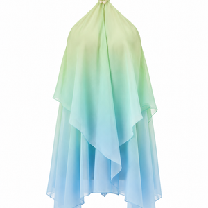 SOLARA MINI — Gradient Mesh Halter Dress
