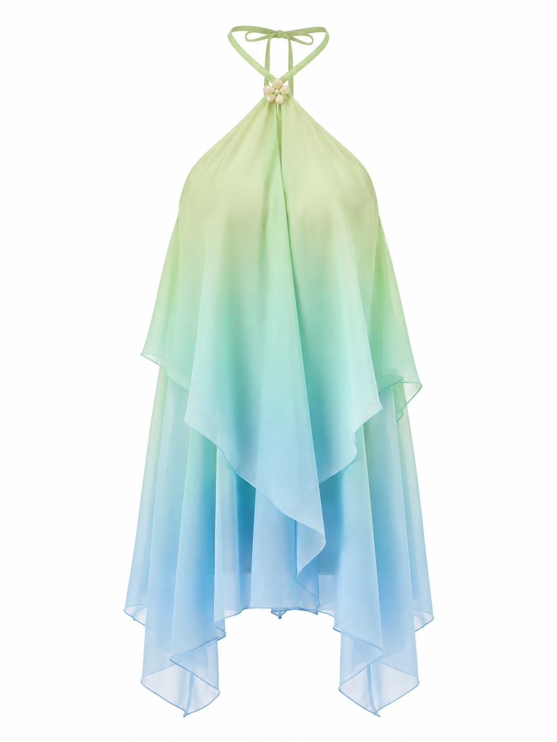 SOLARA MINI — Gradient Mesh Halter Dress
