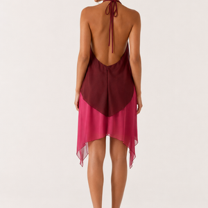 SOLARA MINI — Gradient Mesh Halter Dress