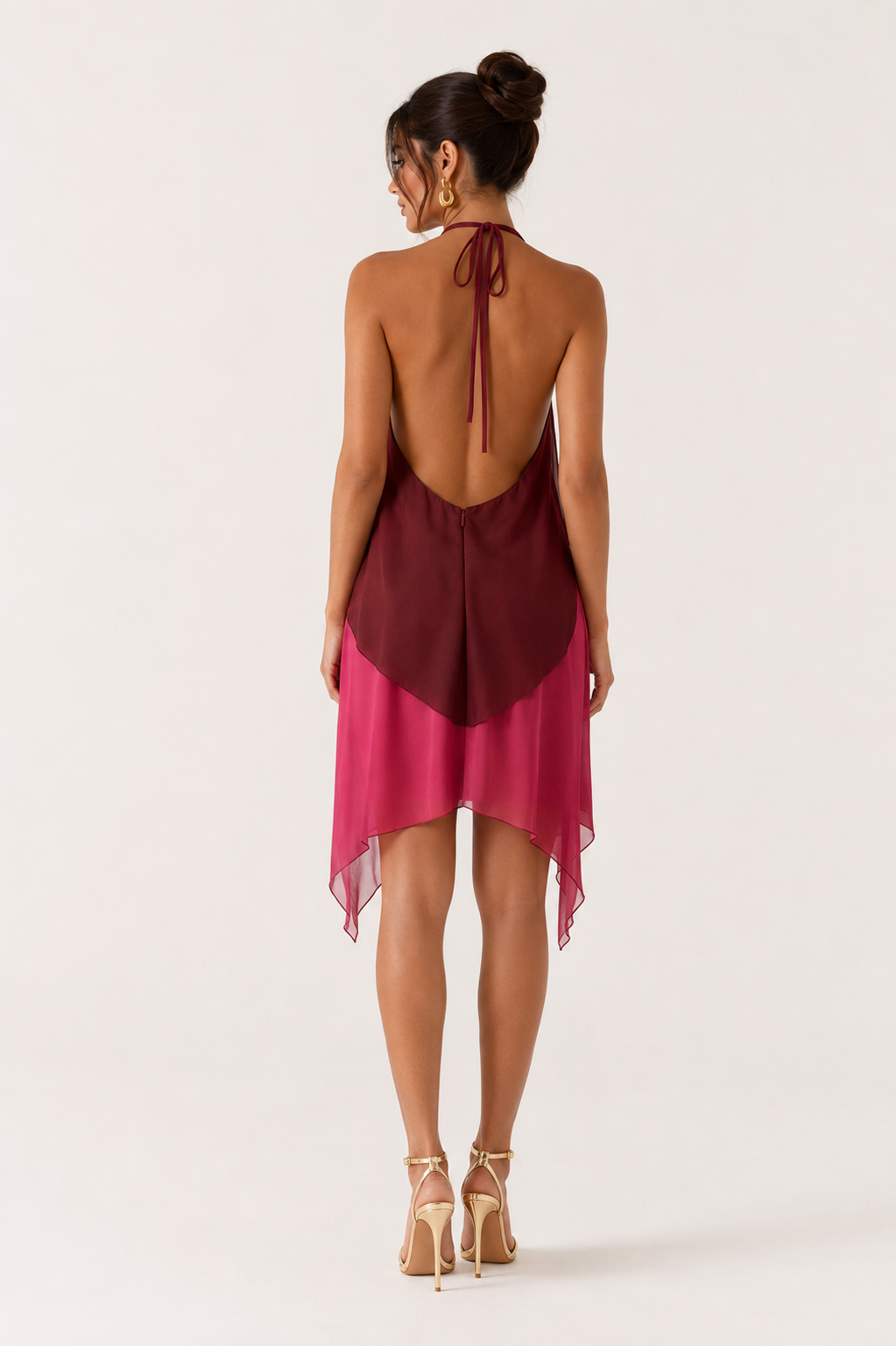 SOLARA MINI — Gradient Mesh Halter Dress