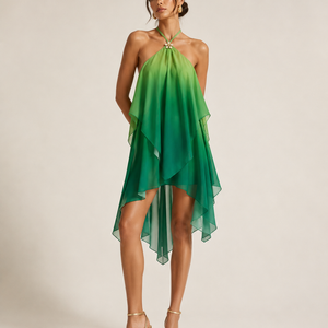 SOLARA MINI — Gradient Mesh Halter Dress