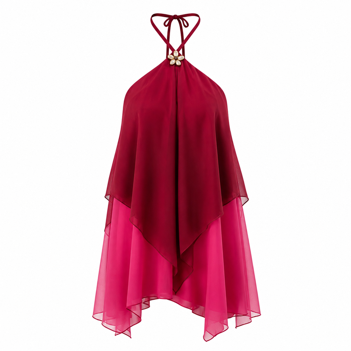 SOLARA MINI — Gradient Mesh Halter Dress