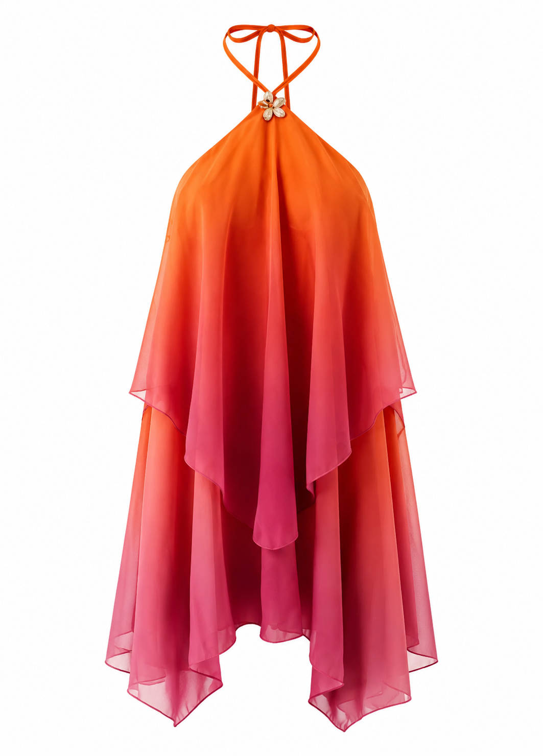 SOLARA MINI — Gradient Mesh Halter Dress