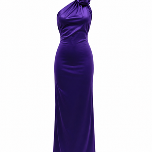 Enges, hoch tailliertes, einfarbiges Abendkleid mit Halterneck