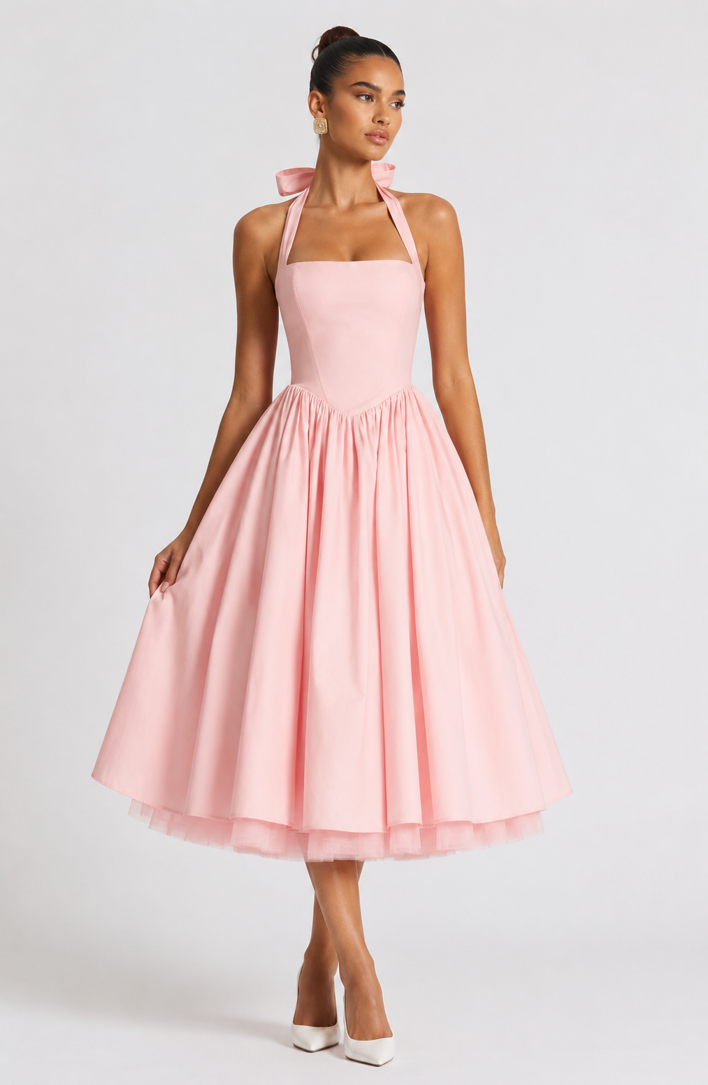 AMOUR DRESS — Backless Mesh Midi Dress