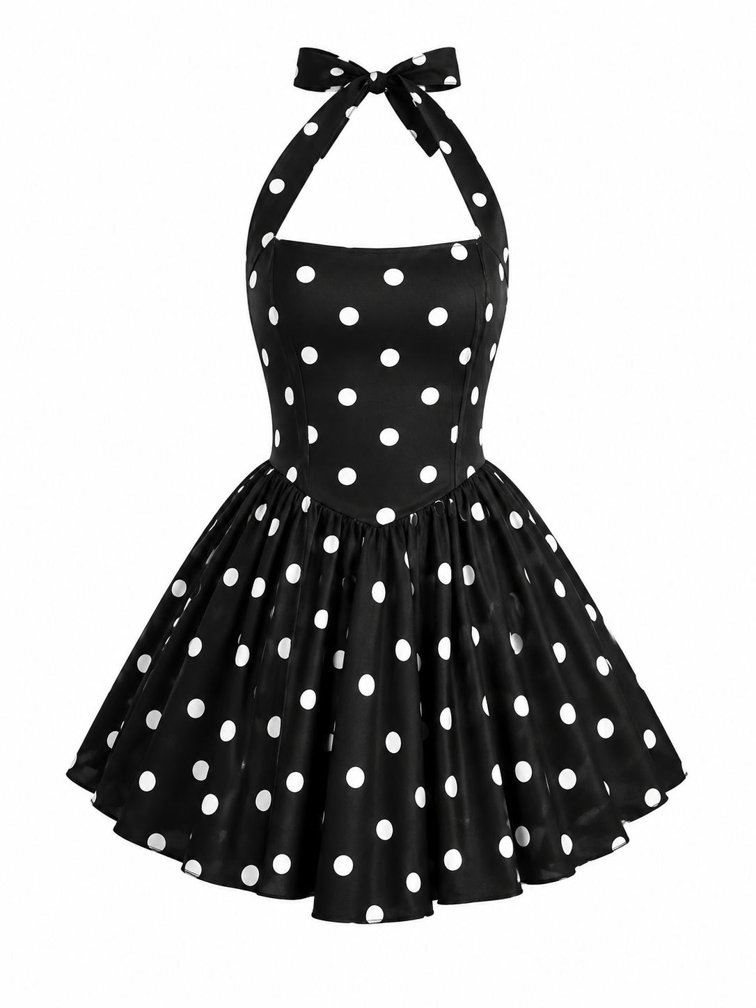 COLETTE MINI — Polka-Dot Halter Bubble Dress