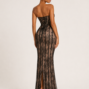 VALENTINA GOWN — Lace Corset Column Maxi