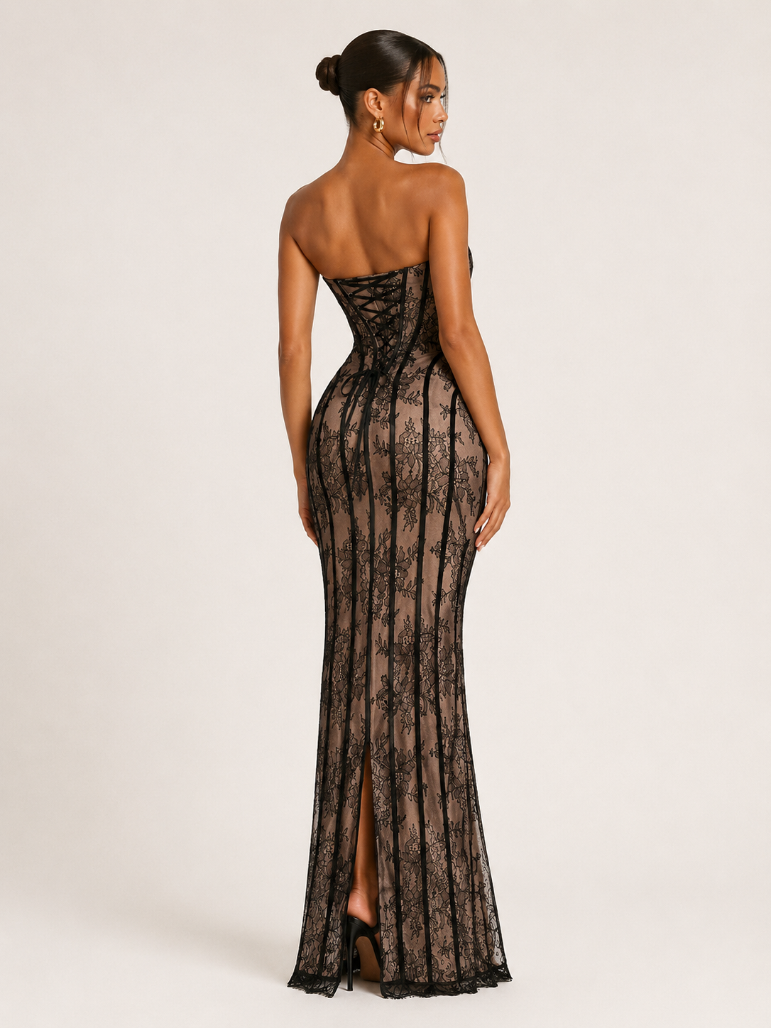 VALENTINA GOWN — Lace Corset Column Maxi