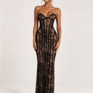 VALENTINA GOWN — Lace Corset Column Maxi